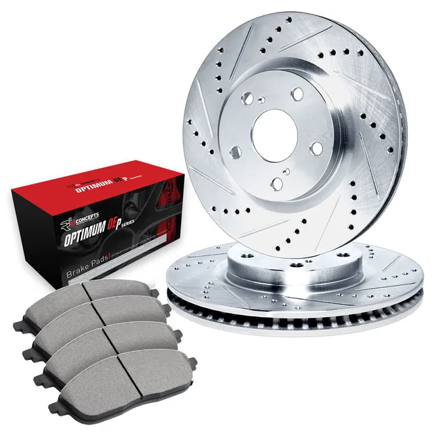 R1 Concepts WGUN1-63063 Brake Rotors - D/S - Silver W/ Optimum Oe Pads